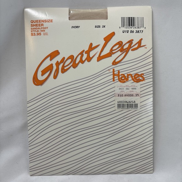 Great Legs By Hanes 3X Queensize Sheer Sandalfoot style 695 Ivory‎ NEW - Picture 1 of 2